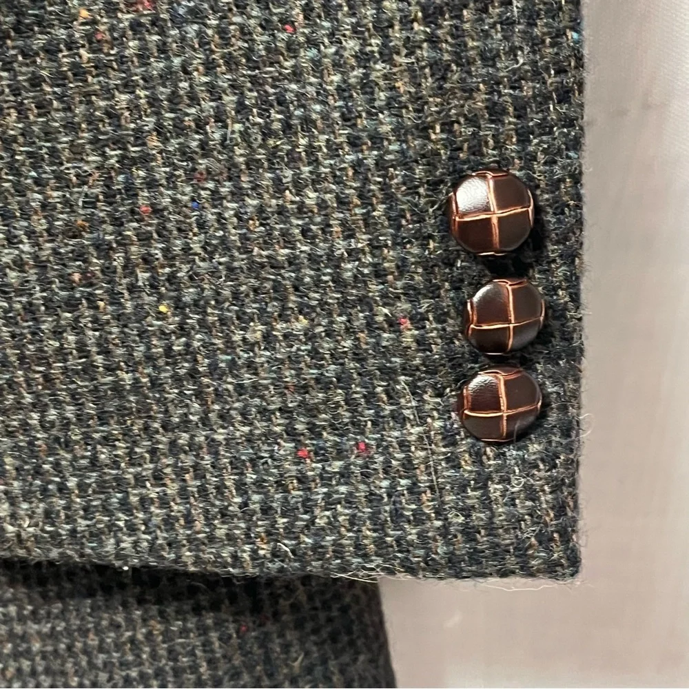 Vtg BOSTON TRADERS Men 44R Tweed Sportcoat Wool Blazer Birdseye Fleck Multicolor